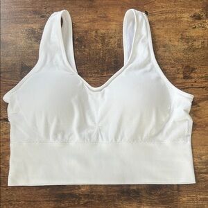 White Sports Bra with Wide Straps and Scoop Neckline